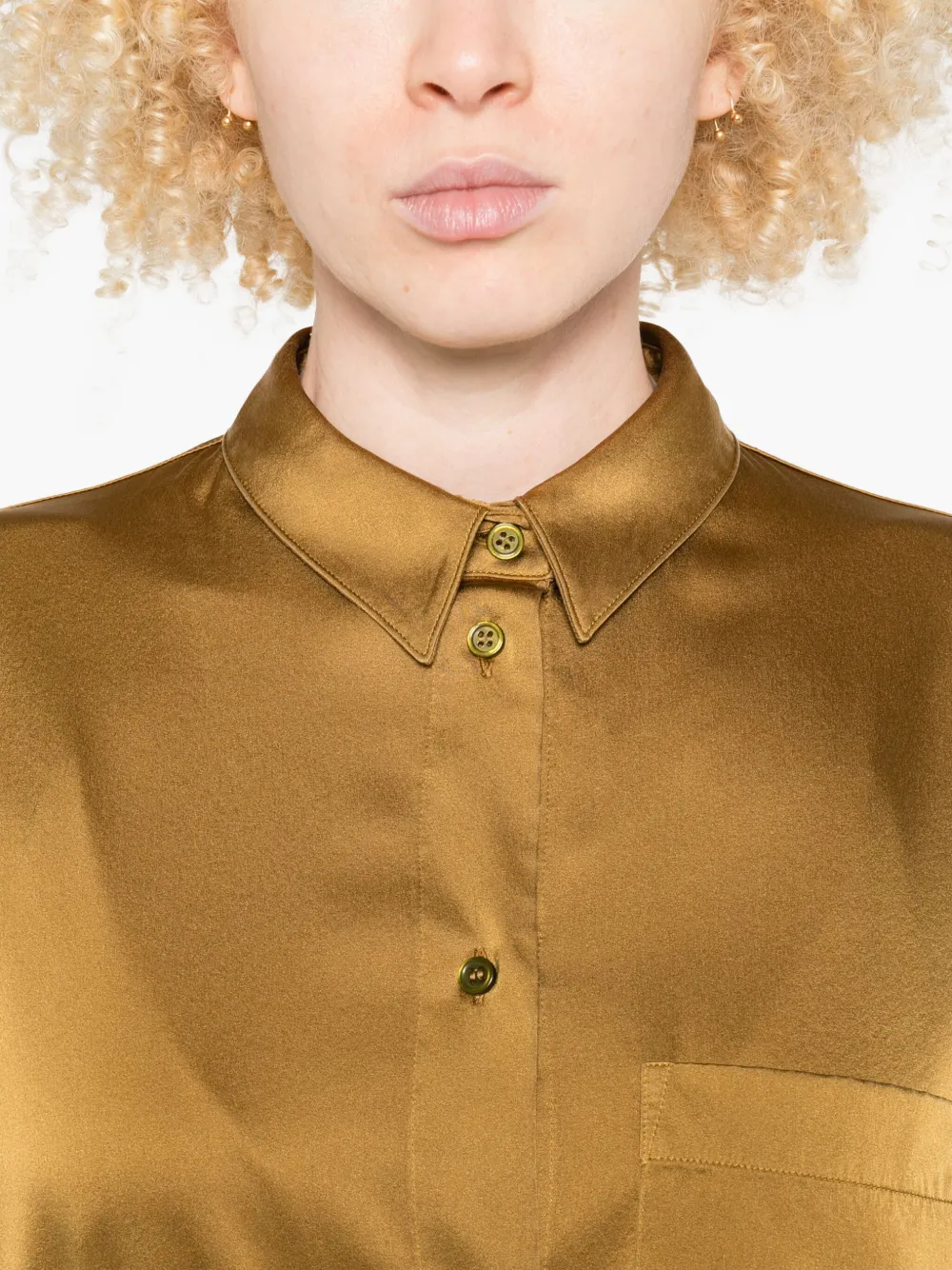 Forte Forte Satin Pocket Shirt In Gold