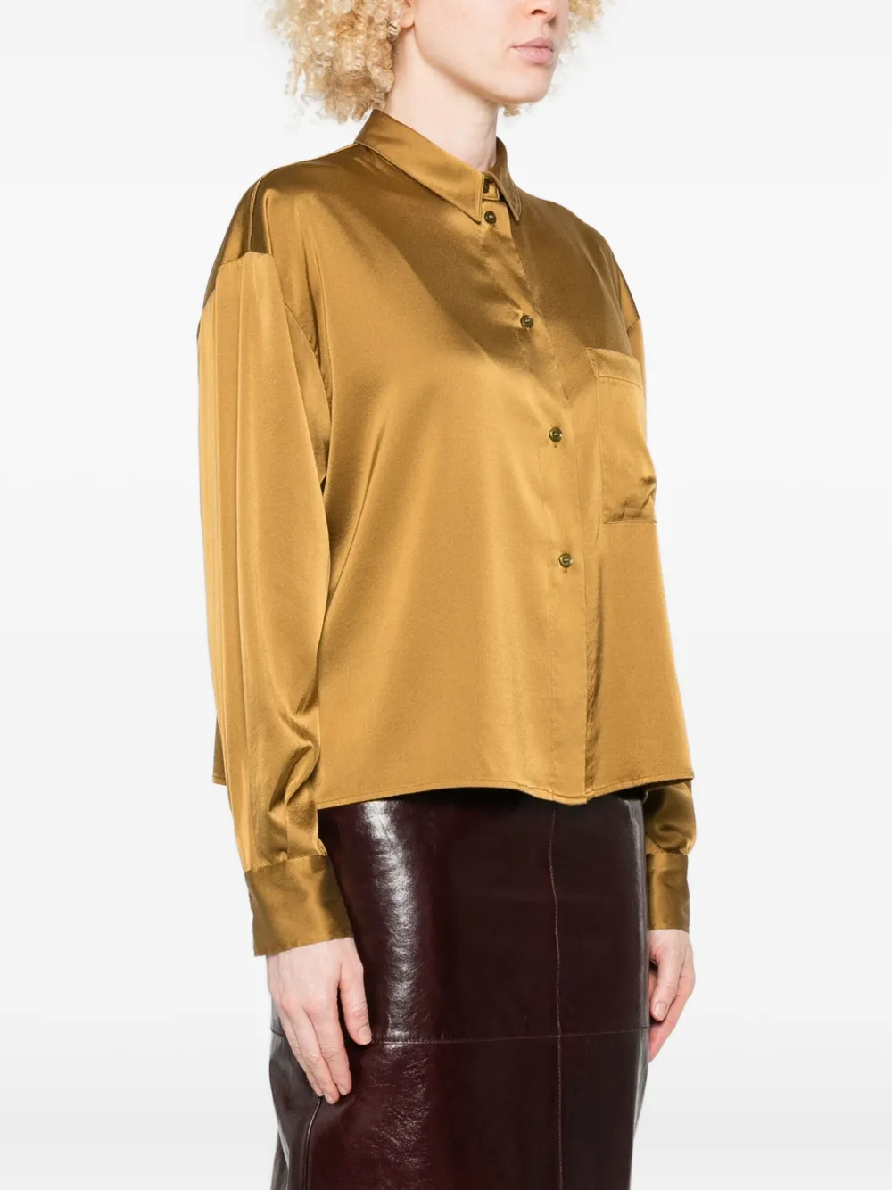 Forte Forte Satin Pocket Shirt In Gold