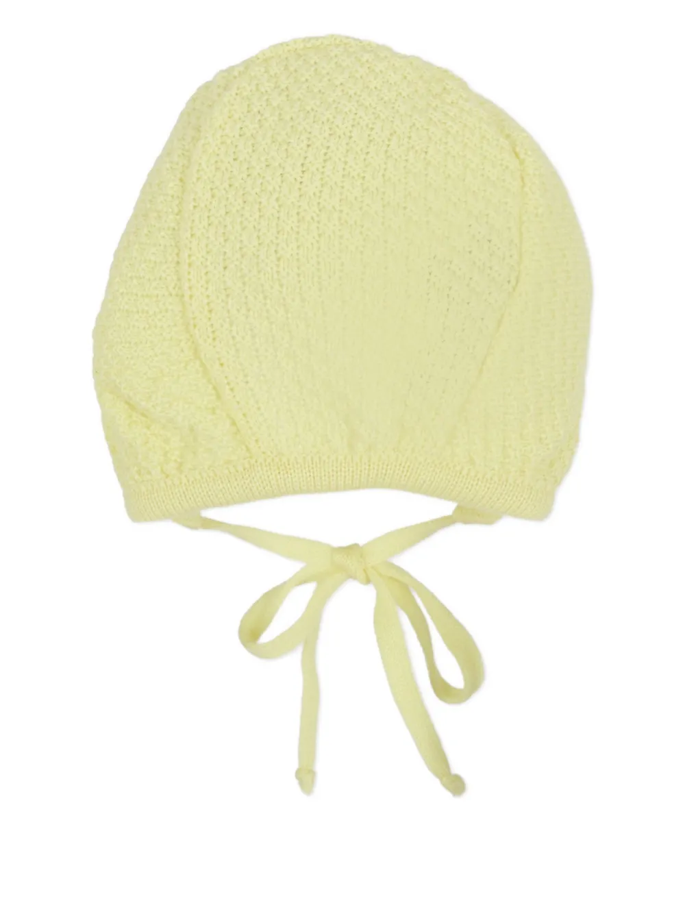 Little Bear tie-fastening wool beanie | Yellow | Image 1