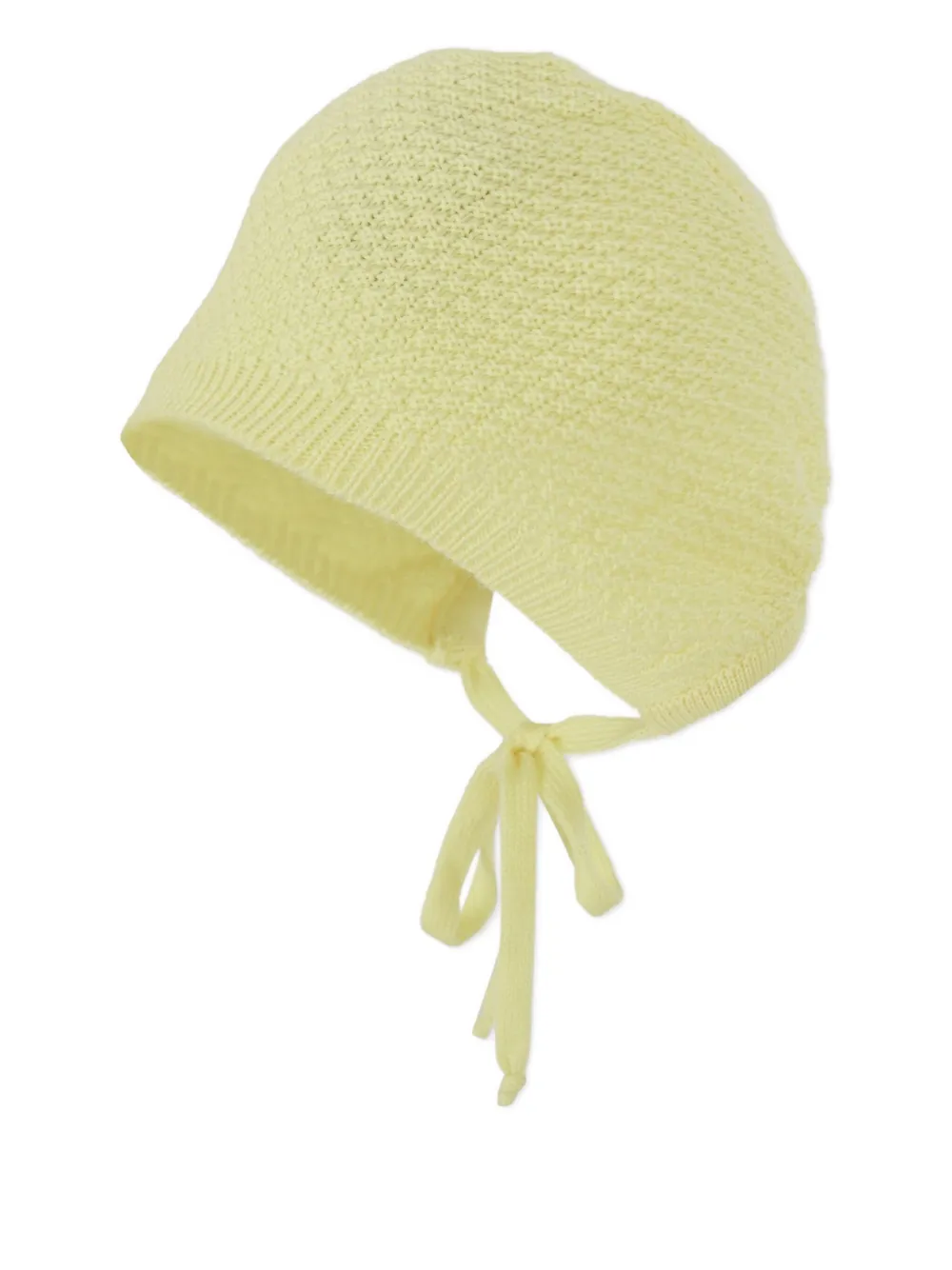 Little Bear tie-fastening wool beanie - Geel