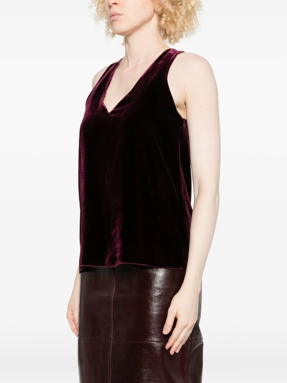 Forte Fluwelen top met ronde hals Rood