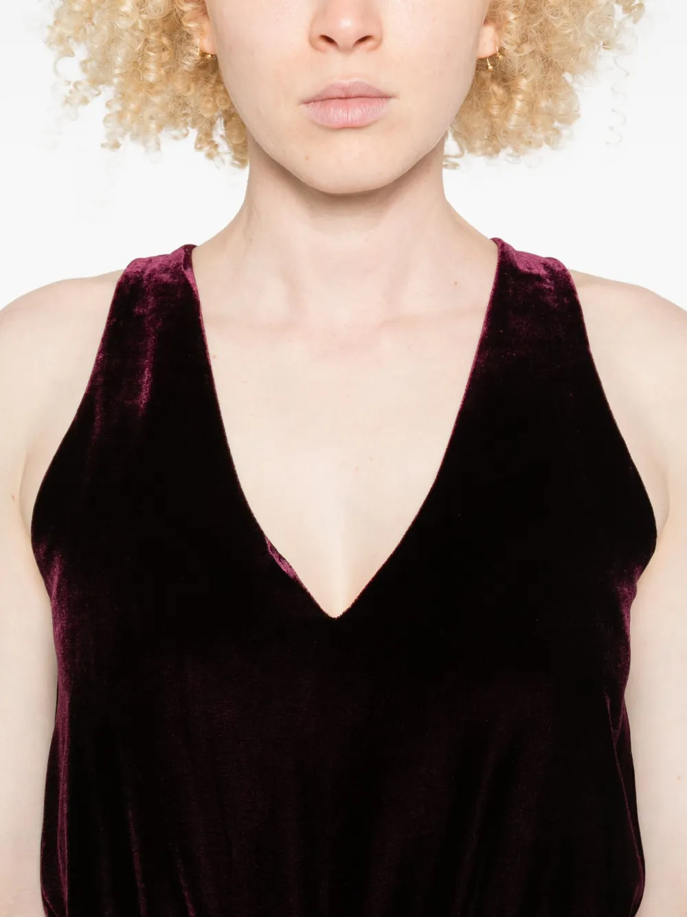 Forte Fluwelen top met ronde hals Rood