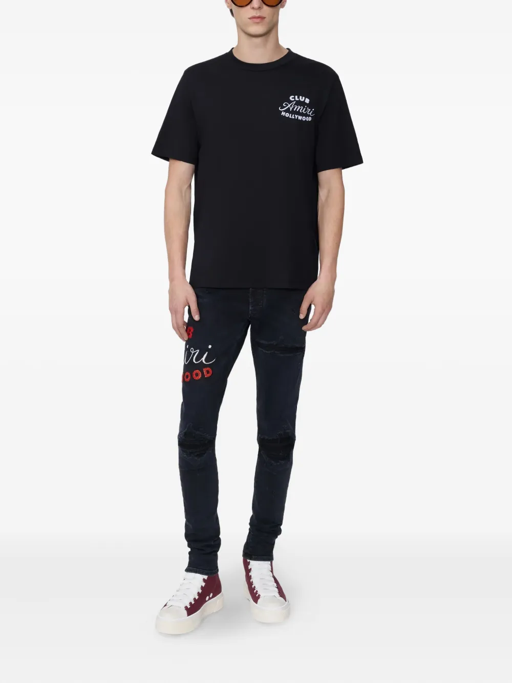 AMIRI logo-print crew-neck T-shirt - Zwart