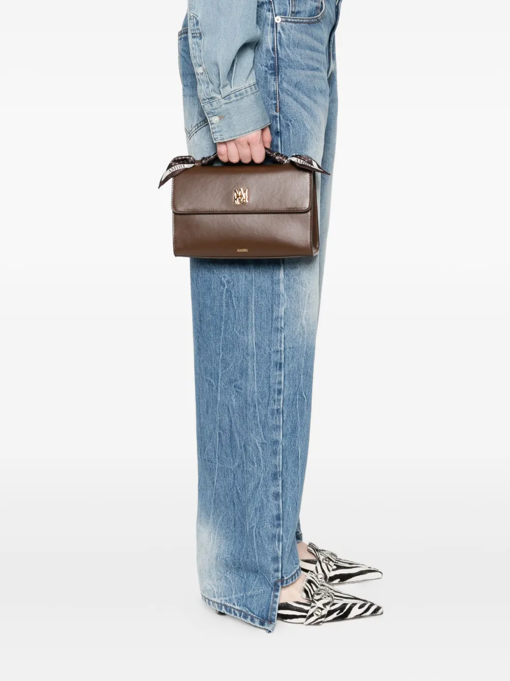 AMIRI Shopper met logoplakkaat en gevlochten handvat - Bruin