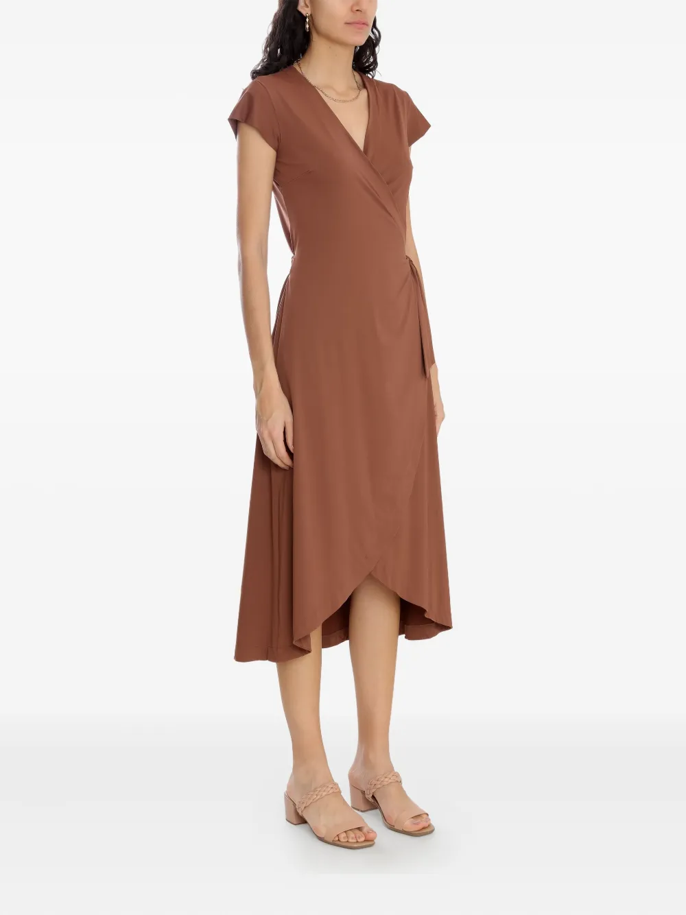 Lygia & Nanny Falcão Short-sleeve Wrap Dress In Brown