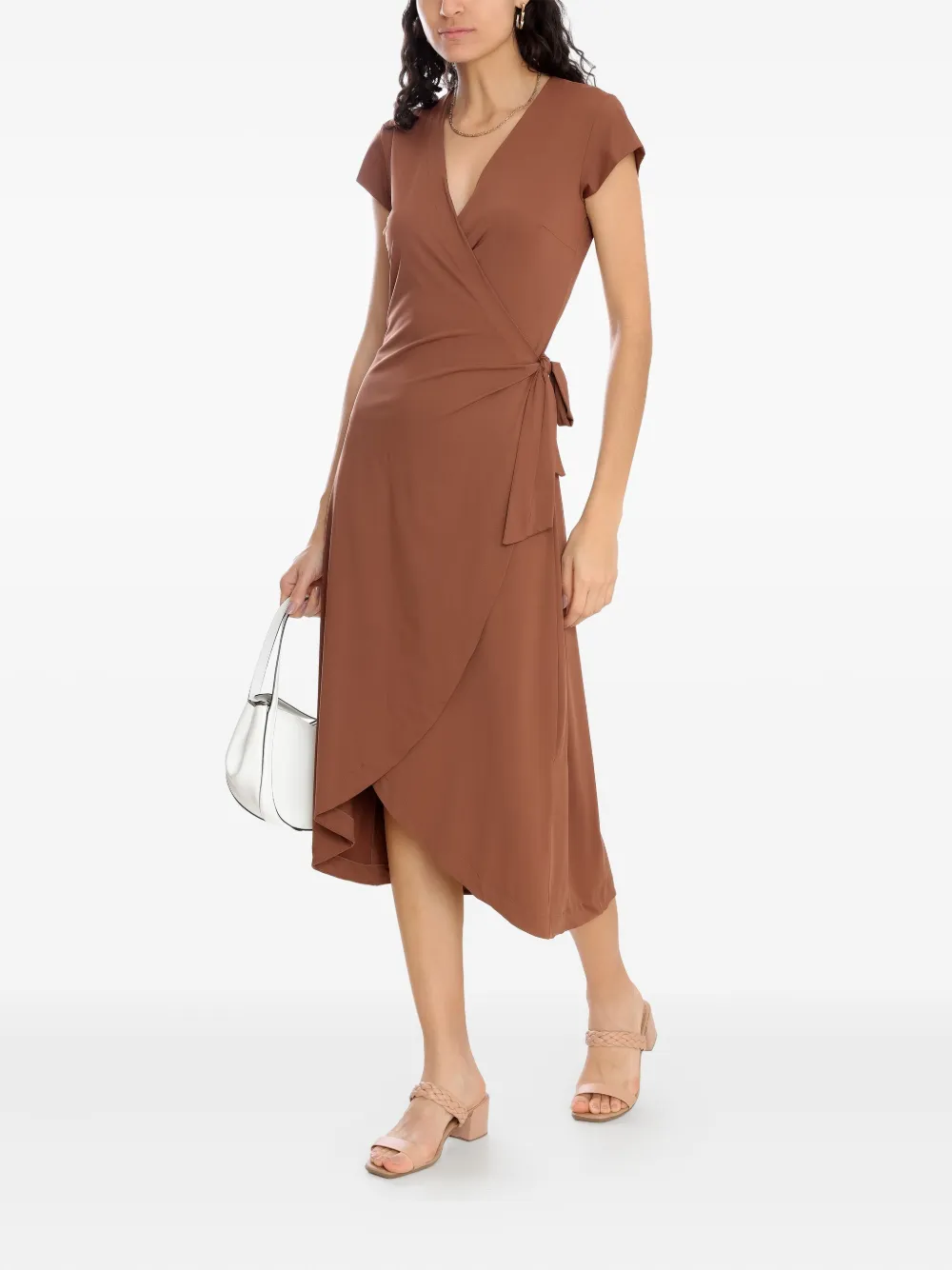 Lygia & Nanny Falcão Short-sleeve Wrap Dress In Brown