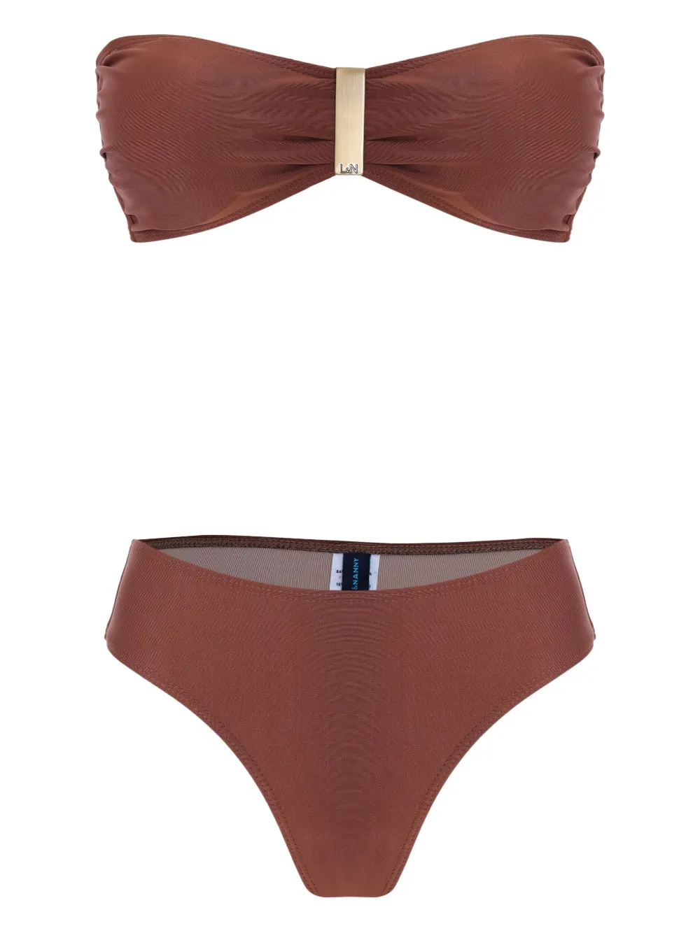 Lygia & Nanny Ester Bandeau Bikini Set In Brown
