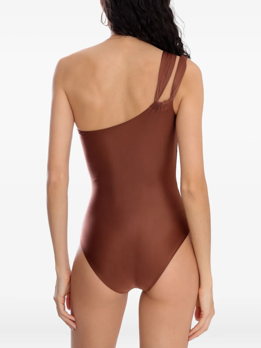 Lygia & Nanny Miusha One-shoulder Swimsuit In Brown