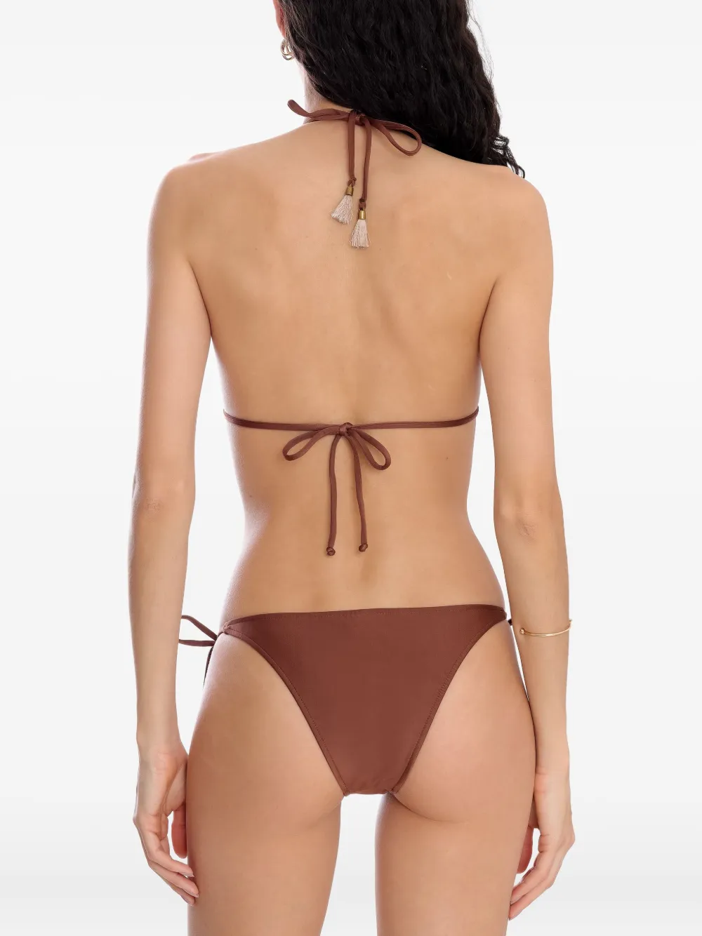 Lygia & Nanny Maya Triangle Tassel Bikini In Brown
