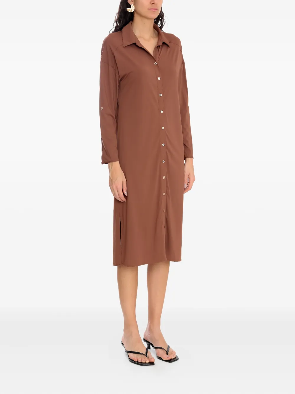 Lygia & Nanny Eveline Button-front Shirt Beach Dress In Brown