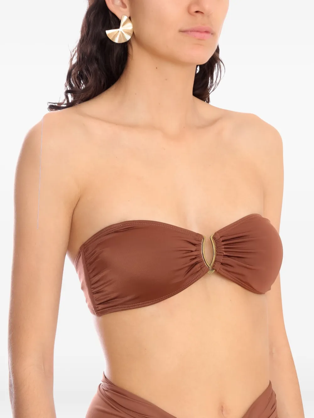 Lygia & Nanny Mika Ring-detail Bandeau Bikini Top In Brown