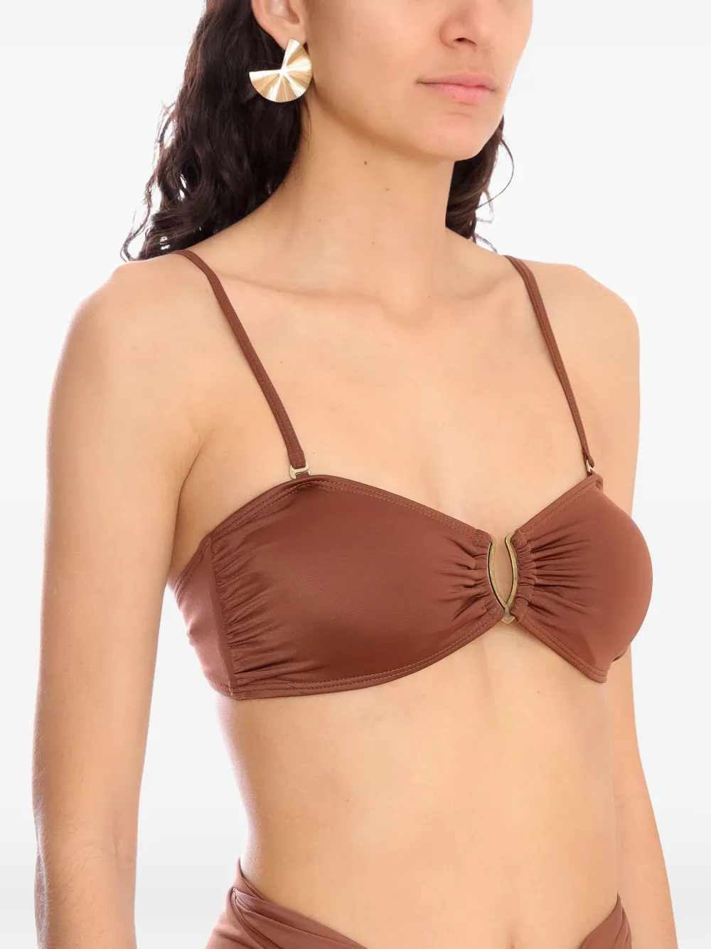 Lygia & Nanny Mika Ring-detail Bandeau Bikini Top In Brown