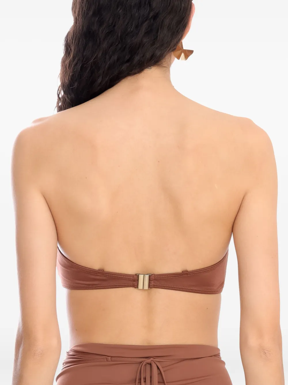 Lygia & Nanny Mika Ring-detail Bandeau Bikini Top In Brown