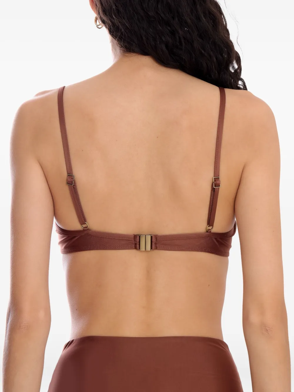 Lygia & Nanny Cassis Twist-front Bikini Top In Brown