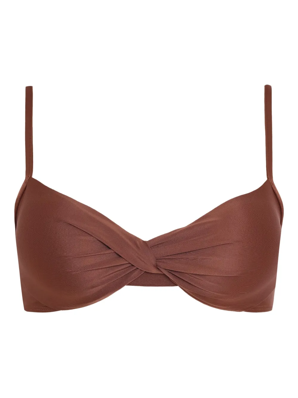 Lygia & Nanny Cassis Twist-front Bikini Top In Brown