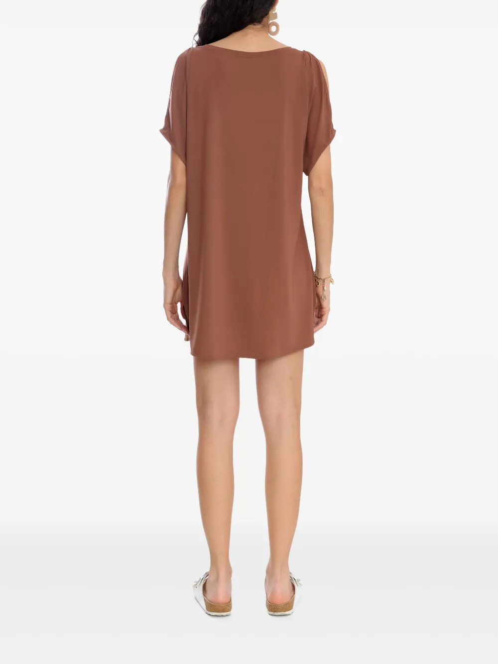 Lygia & Nanny Allat jurk met uitgesneden schouders Bruin