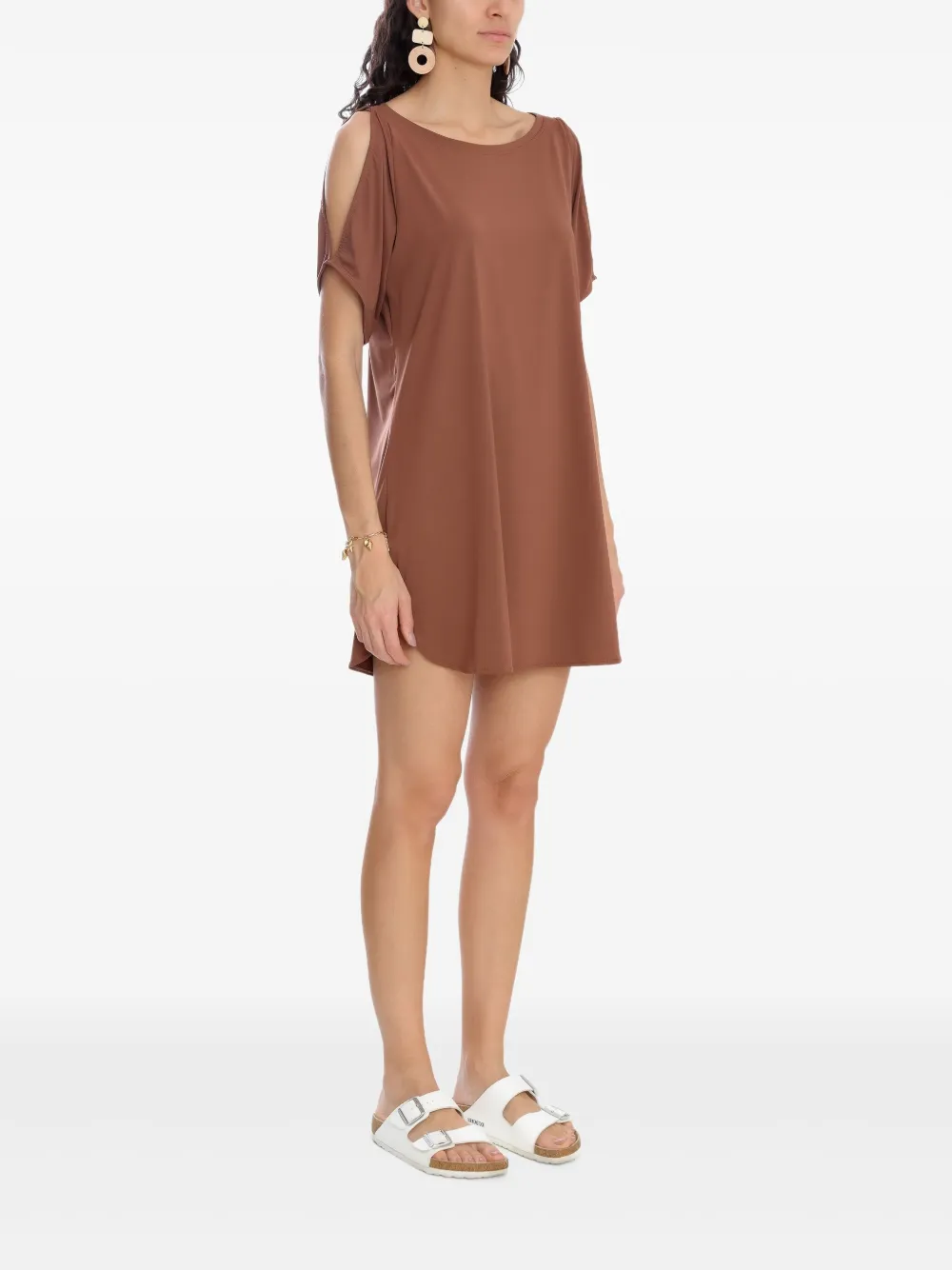 Lygia & Nanny Allat jurk met uitgesneden schouders Bruin