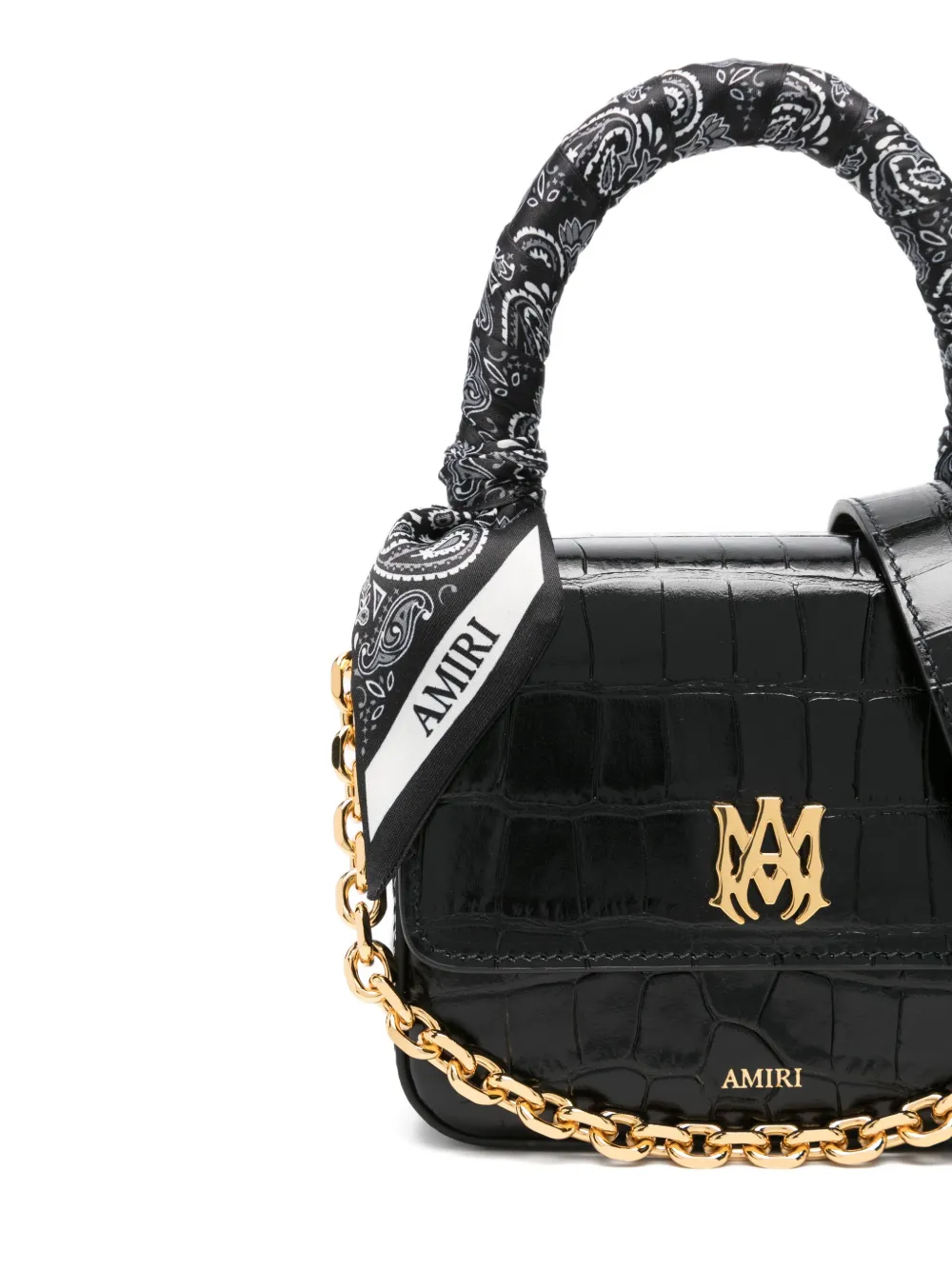 Amiri Crocodile-effect Satchel In Black