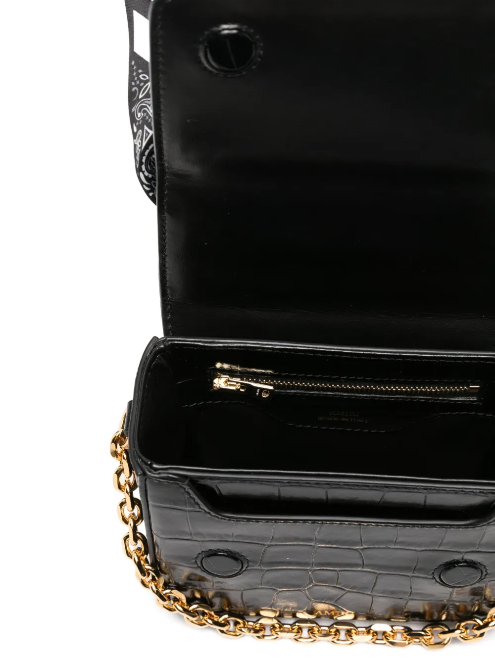 Amiri Crocodile-effect Satchel In Black