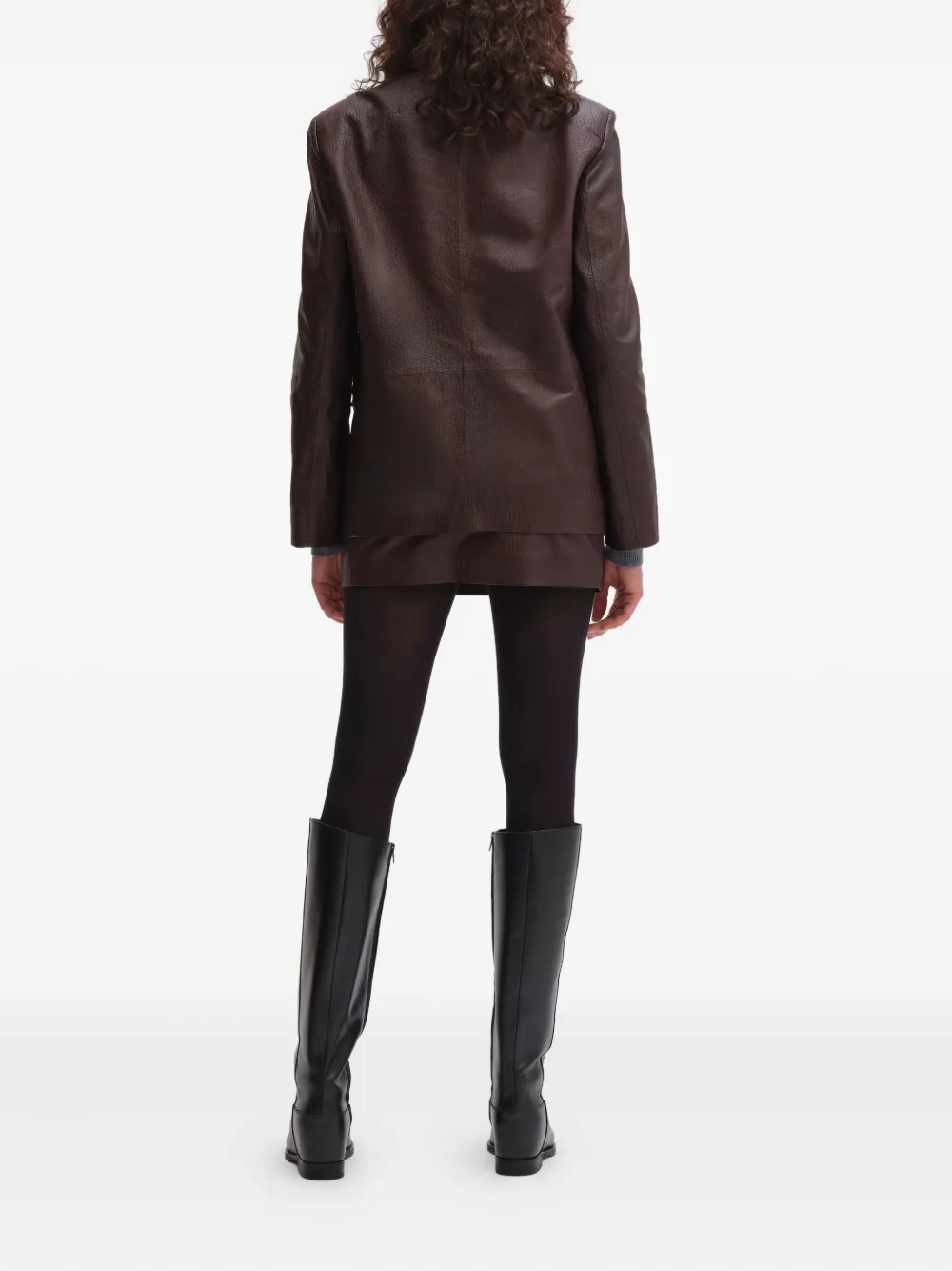 Remain Birger Christensen Welt-pockets Leather Blazer In Brown