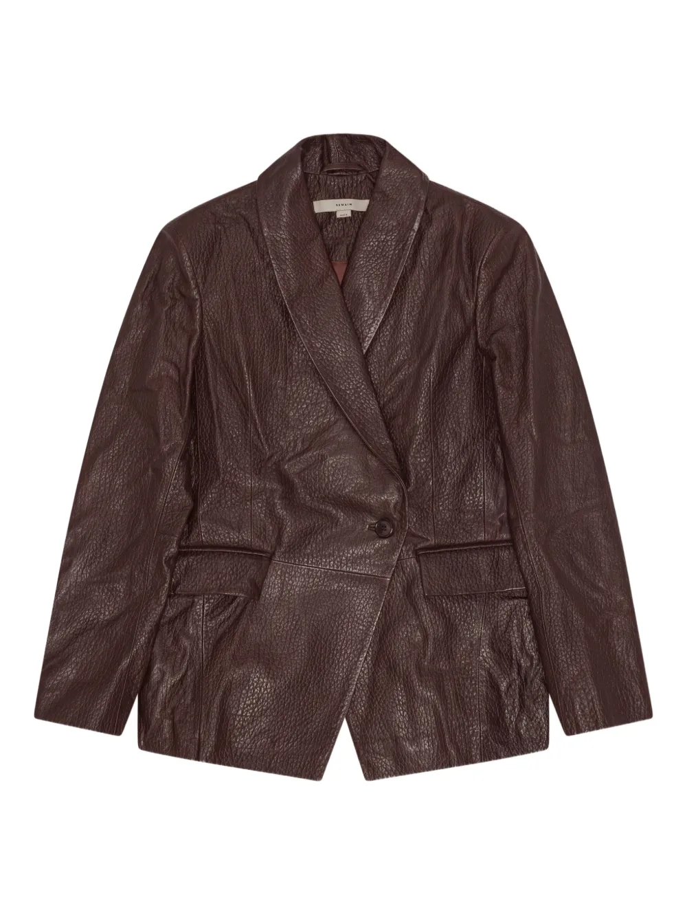 Remain Birger Christensen Welt-pockets Leather Blazer In Brown