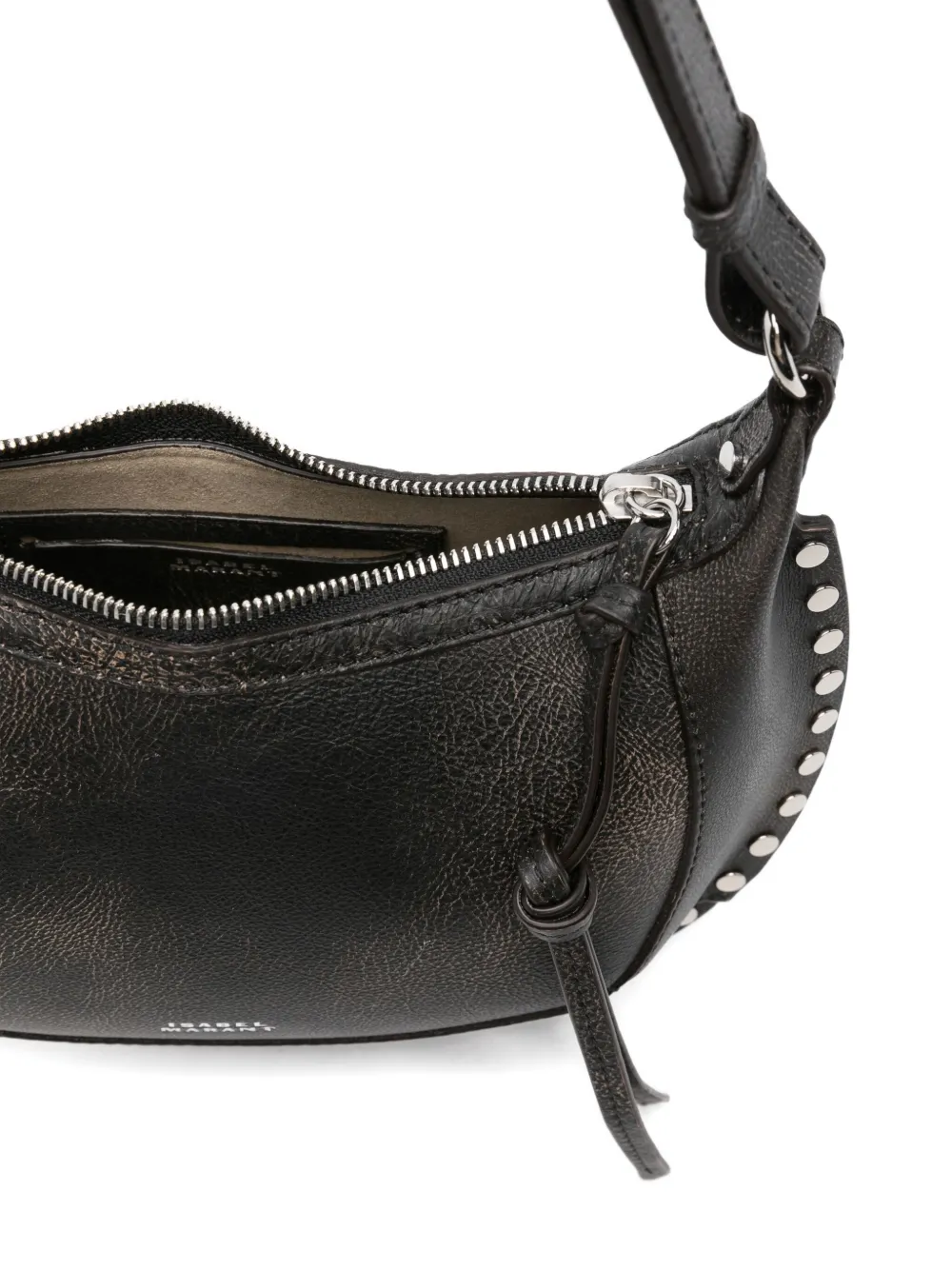ISABEL MARANT Oskan Moon leren schoudertas verfraaid met studs Bruin