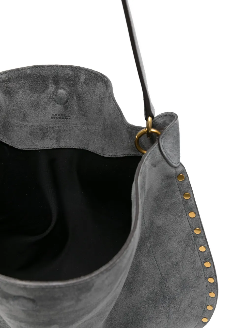 Isabel Marant Oskan Studded Suede Shoulder Bag In Gray