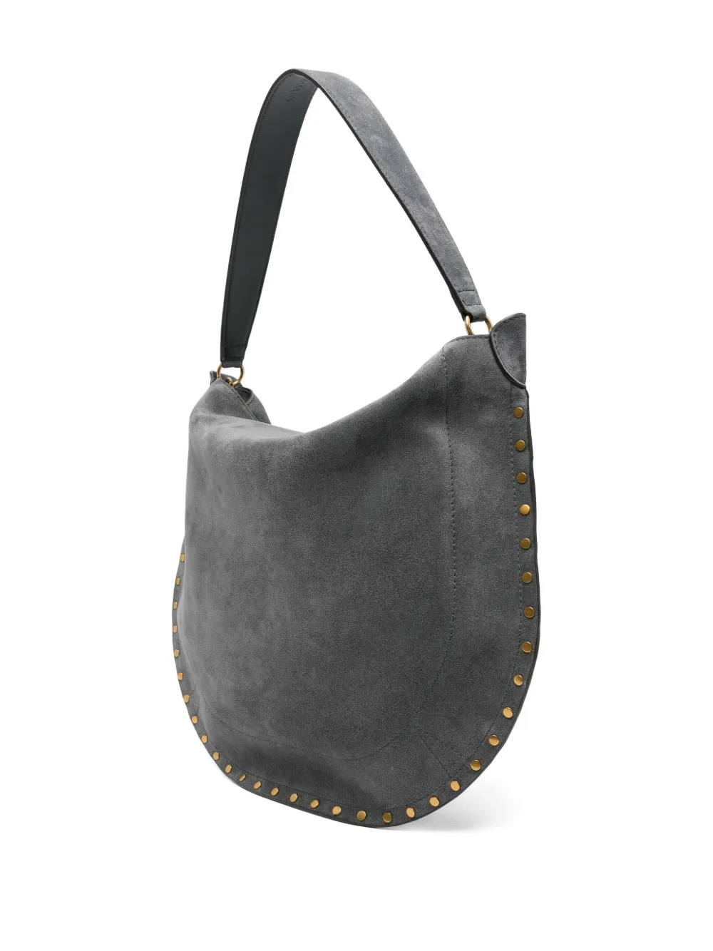 Isabel Marant Oskan Studded Suede Shoulder Bag In Gray