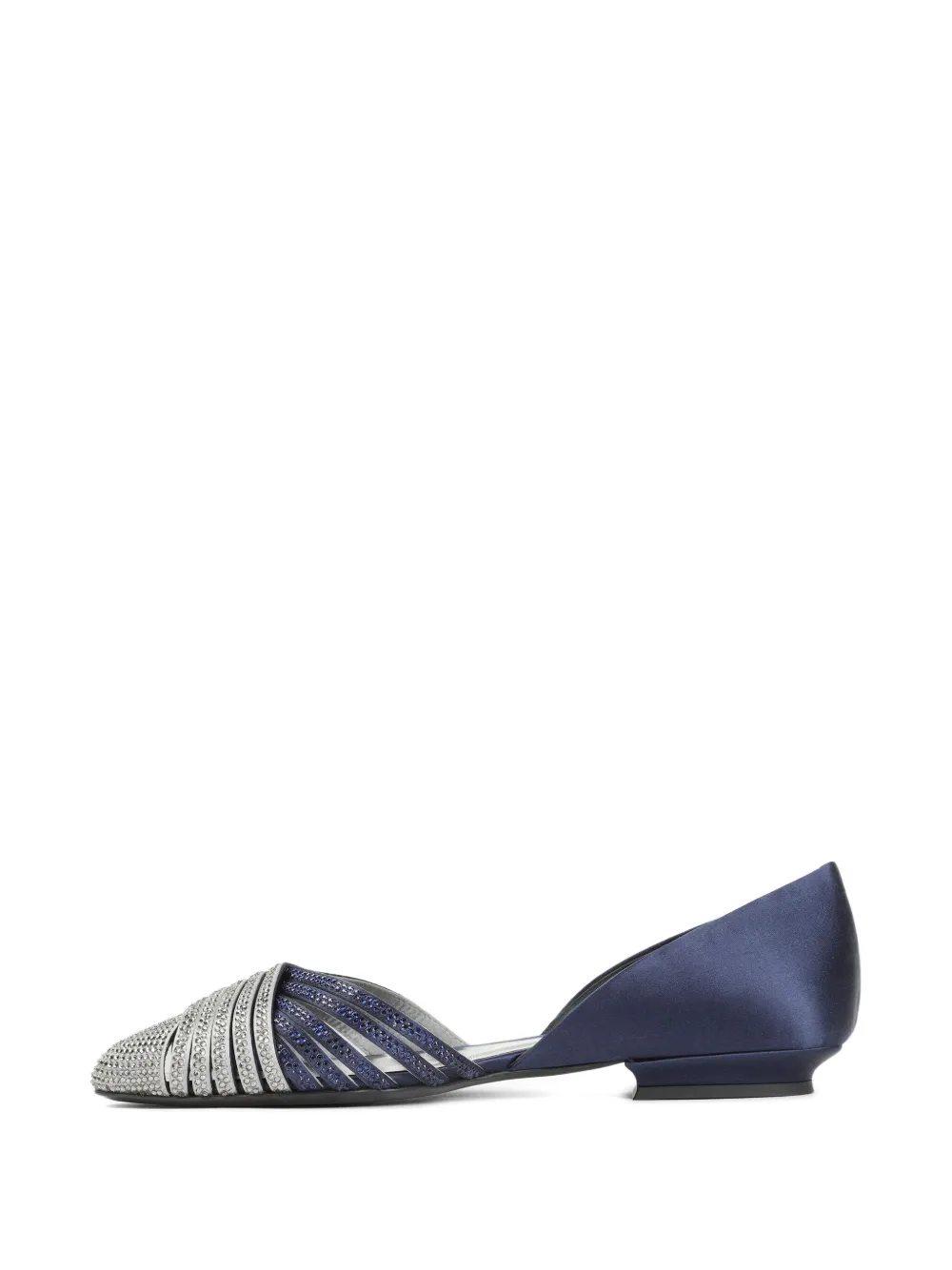 Giorgio Armani Blue Viscose Ballerinas With Crystal Adornments In Blue