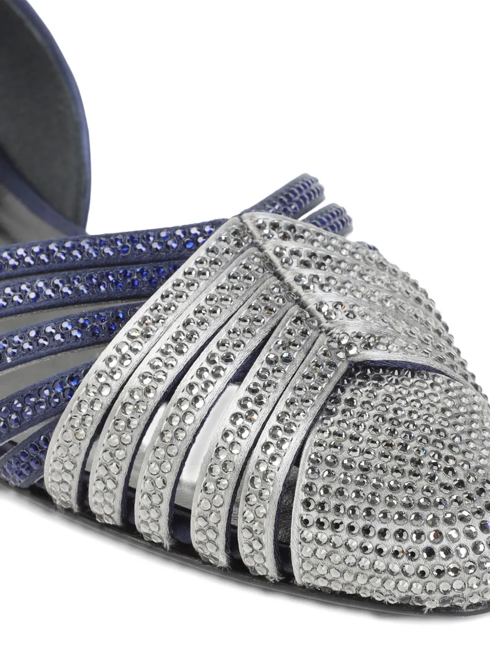 Giorgio Armani Blue Viscose Ballerinas With Crystal Adornments In Blue
