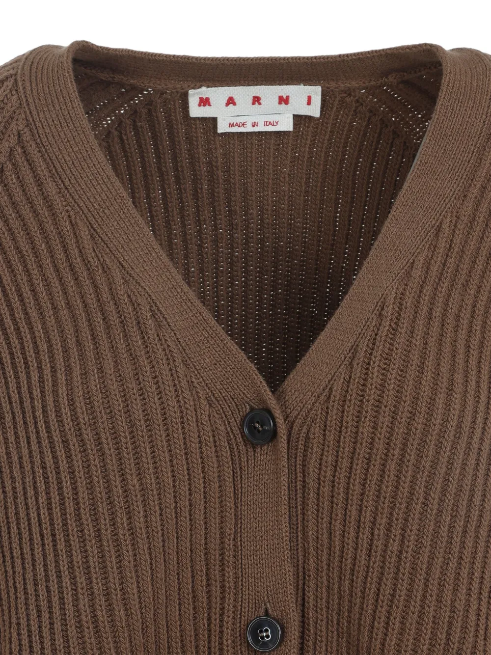 Marni Two Tone V Neck Cardigan In Brown