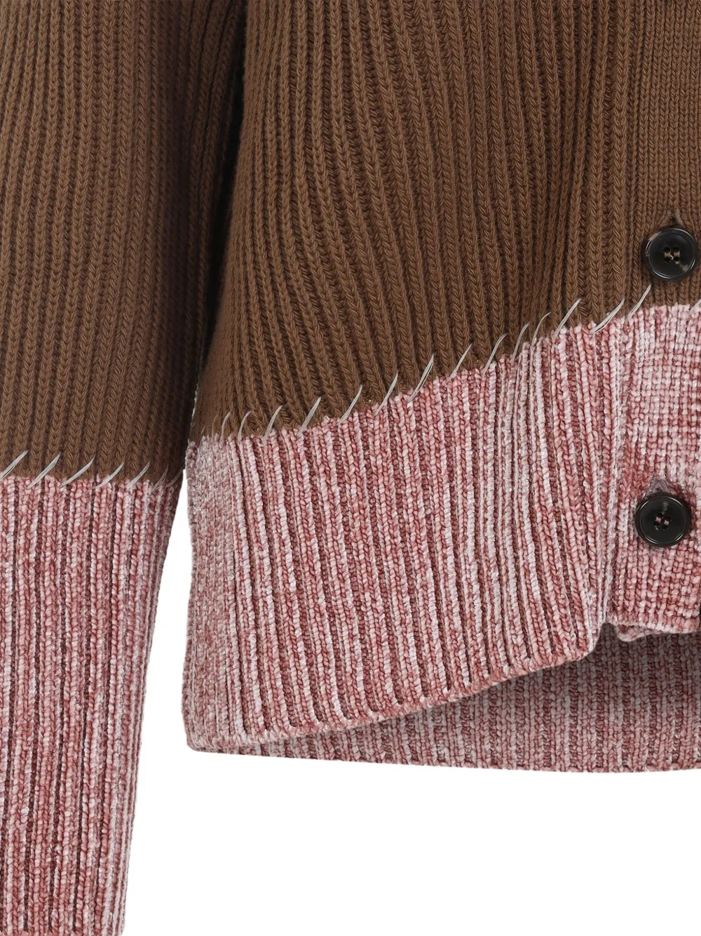 Marni Two Tone V Neck Cardigan In Brown
