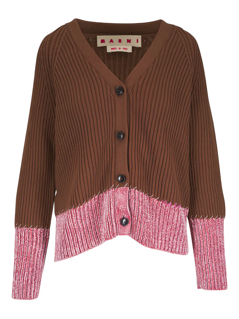 Marni ribbed v-neck cardigan - Marrone