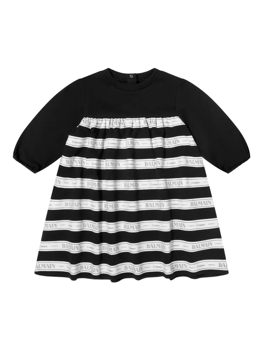 Balmain Kids long-sleeve stripe dress - Zwart