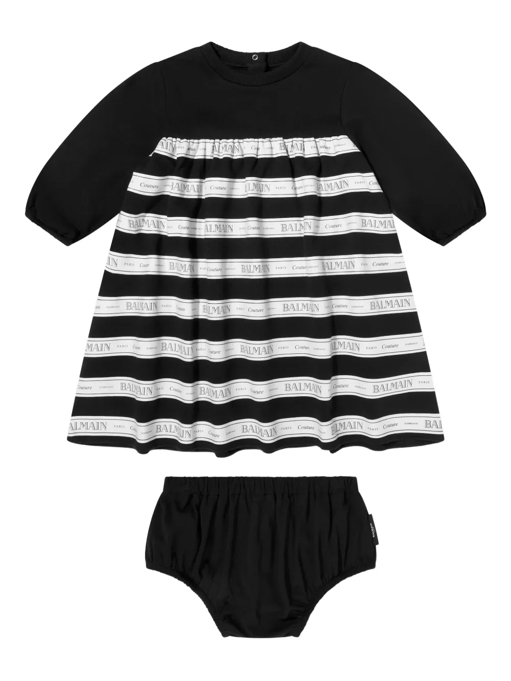 Balmain Kids long-sleeve stripe dress - Nero