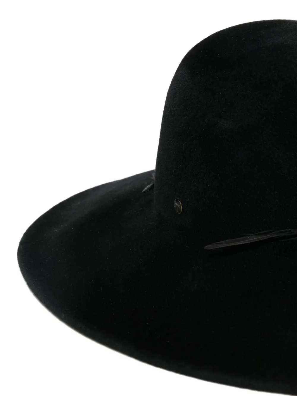 Yesey Hoed met veren afwerking en brede rand Zwart