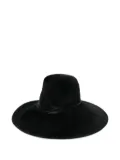 Yesey feather-trimmed wide-brim hat - Black