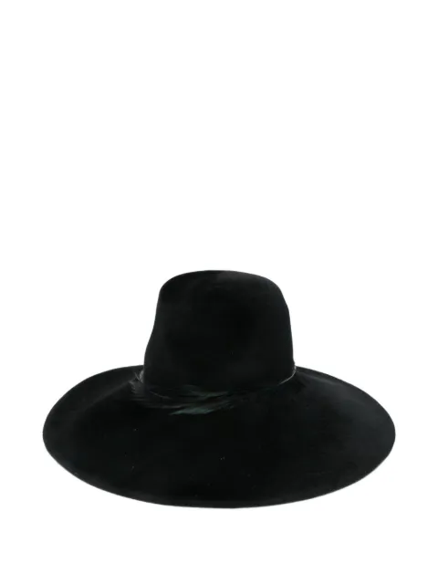 Yesey feather-trimmed wide-brim hat