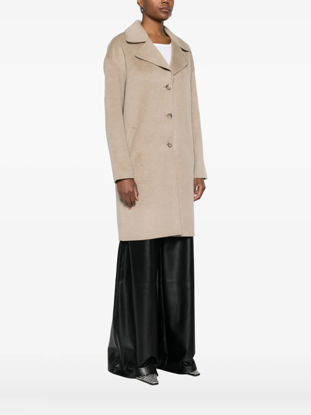 Anine Bing Button-front Coat In Nude