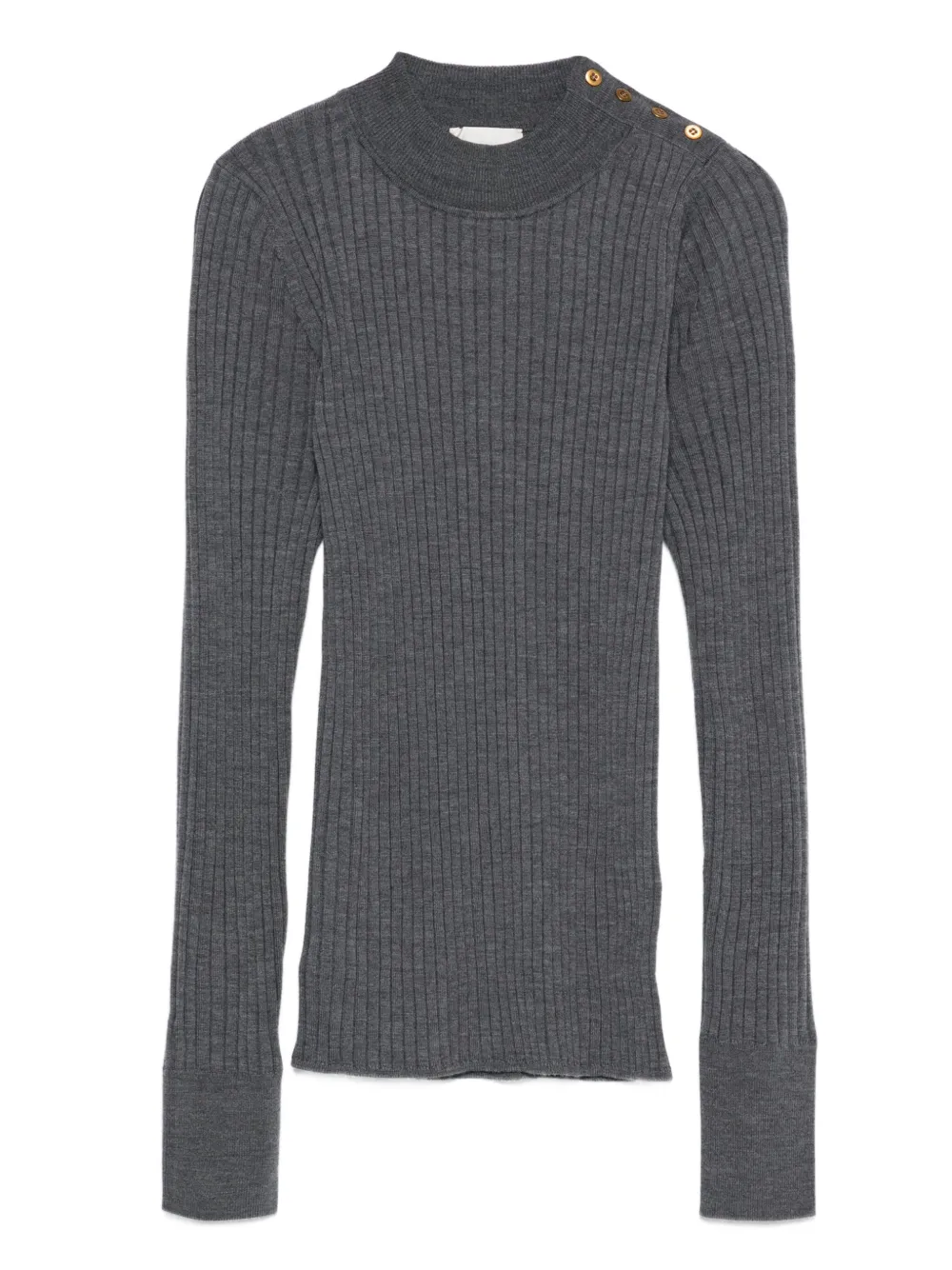 Forte Forte ribbed turtleneck button-detail sweater | Grey | Image 1