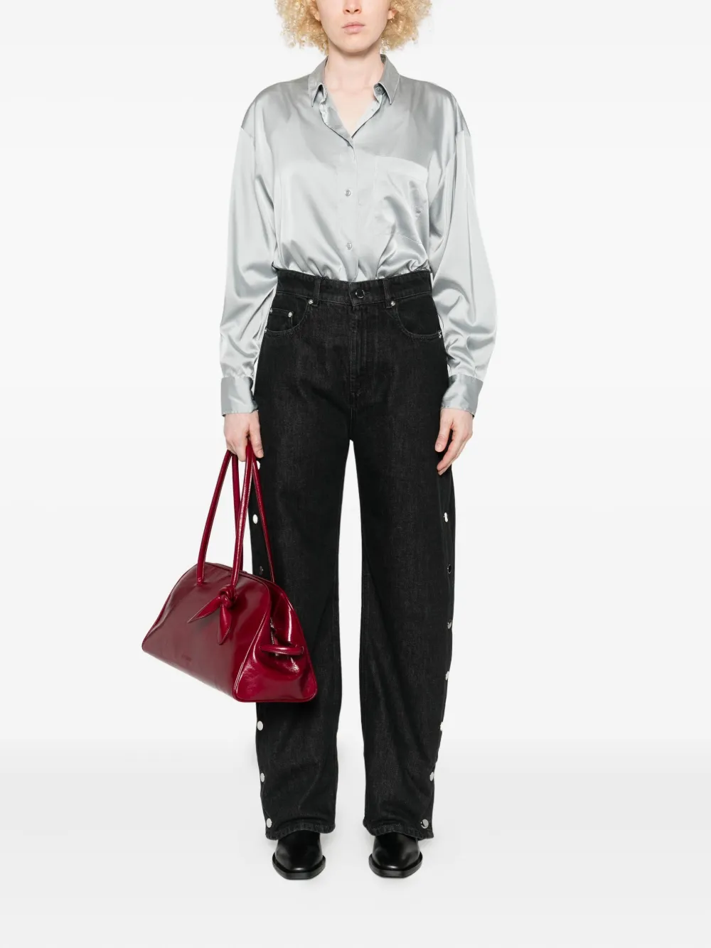 Forte Forte Satijnen blouse - Grijs