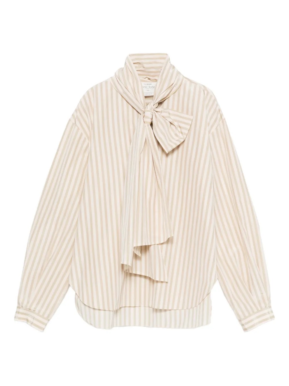 Forte Forte striped tie-neck shirt | Neutrals | Image 1