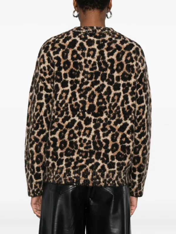 ANINE BING leopard-print crew-neck Sweater | Black | FARFETCH CA