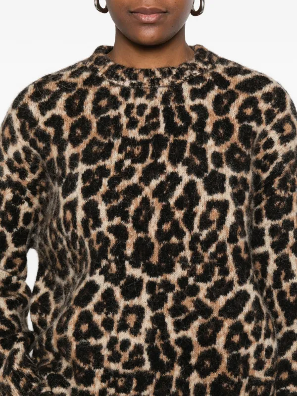 ANINE BING leopard-print crew-neck Sweater | Black | FARFETCH