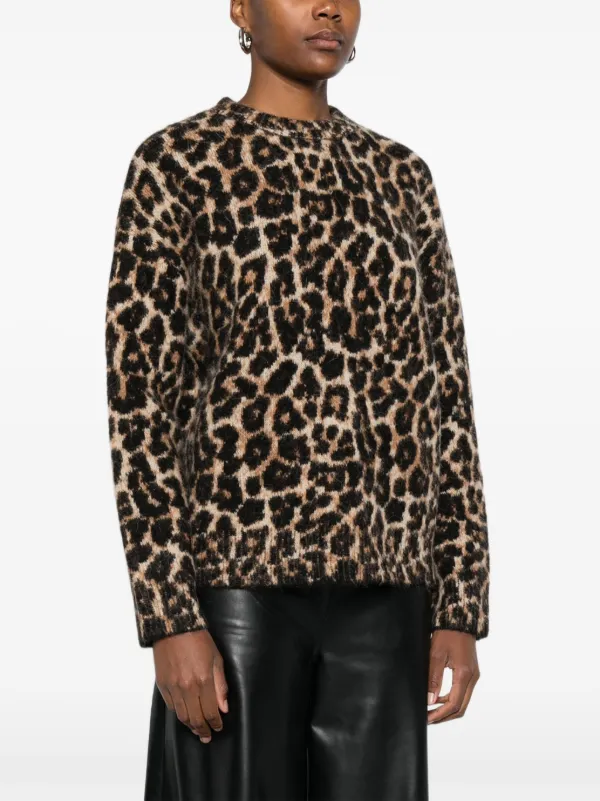ANINE BING leopard-print crew-neck Sweater | Black | FARFETCH