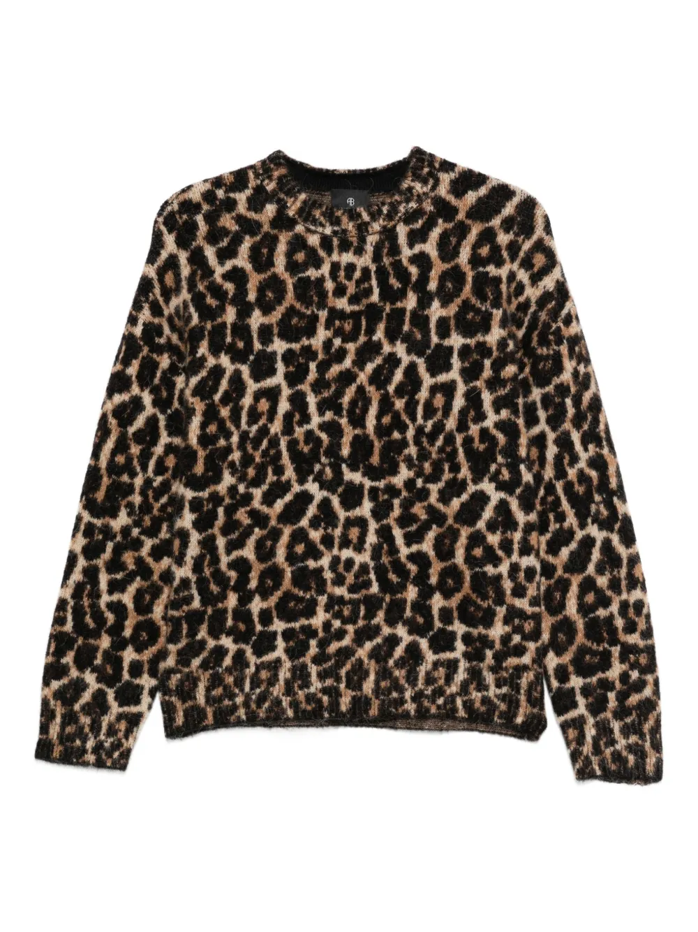 ANINE BING leopard-print crew-neck sweater | Black | Image 1