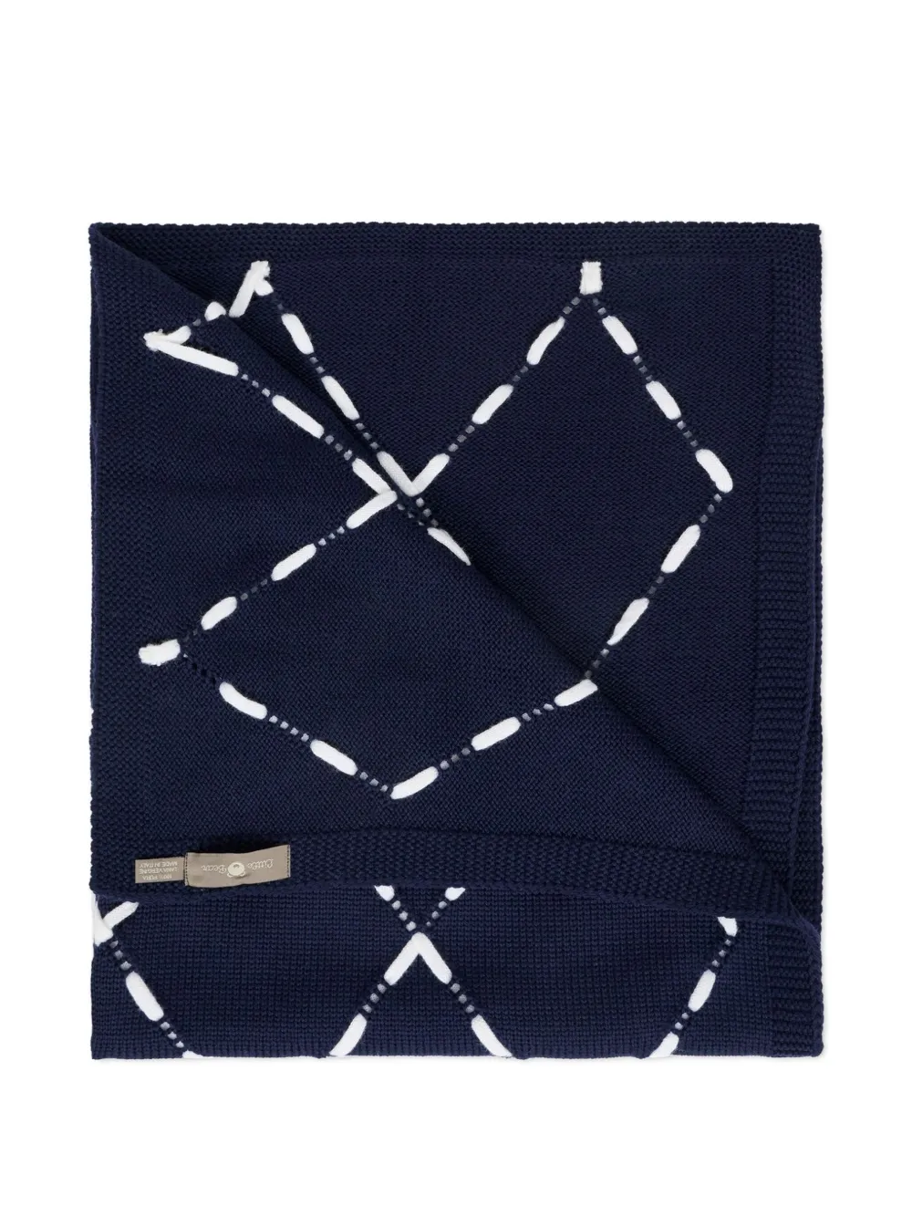 Little Bear diamond-pattern wool blanket | Blue | Image 1