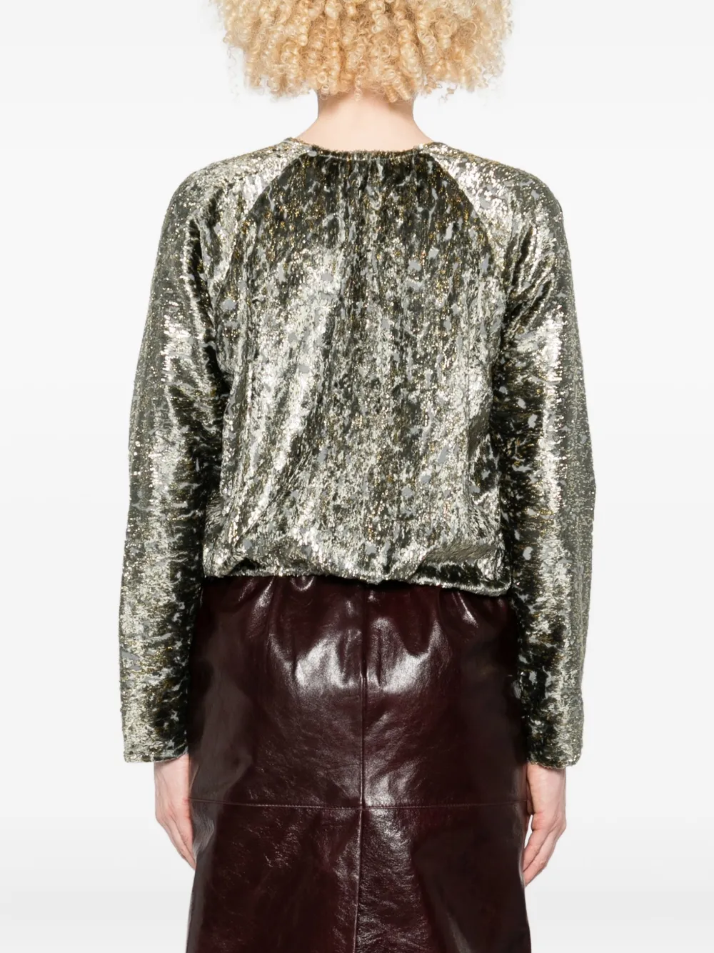 Forte Forte Metallic-effect V-neck Blouse In Silver