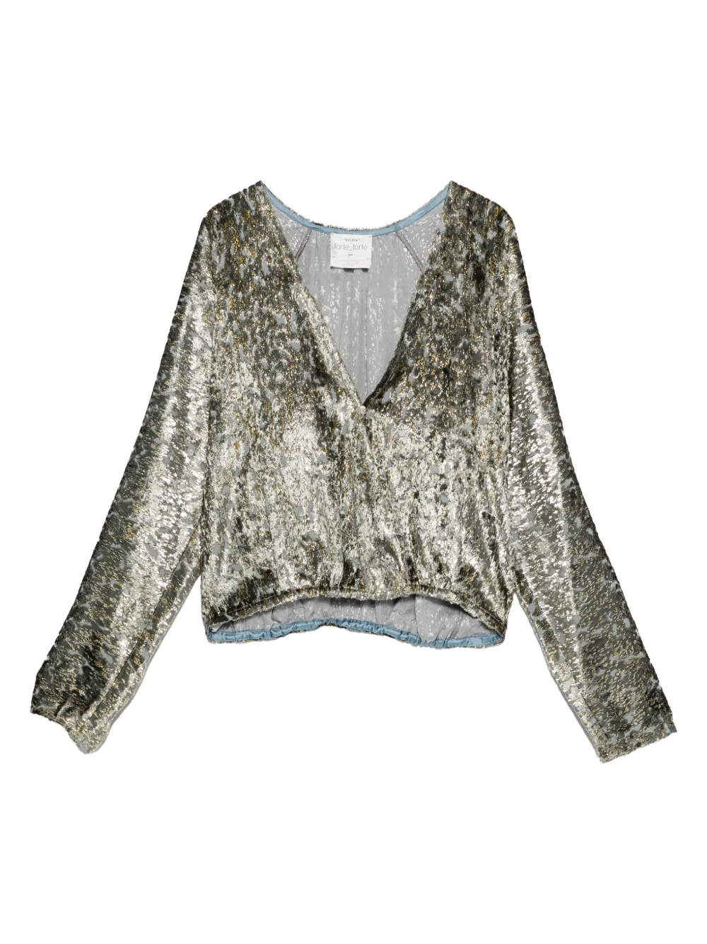 Forte Forte Metallic-effect V-neck Blouse In Silver