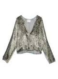 Forte Forte metallic-effect V-neck blouse - Silver